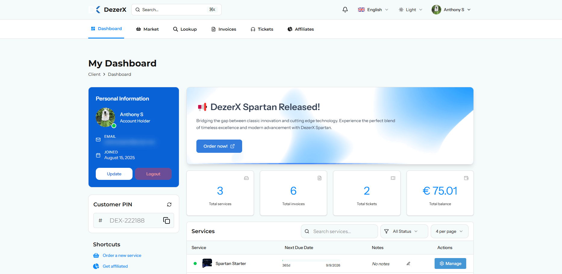DezerX Dashboard Preview